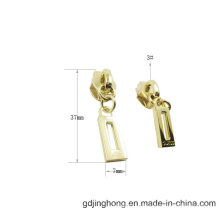 High-End Hollow Logo Gold Plated liga de zinco Zipper Puller